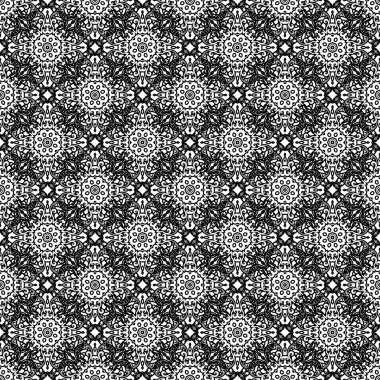 Beyaz arka planda siyah süs. Tasarımın için şablon. Vektör illüstrasyonu