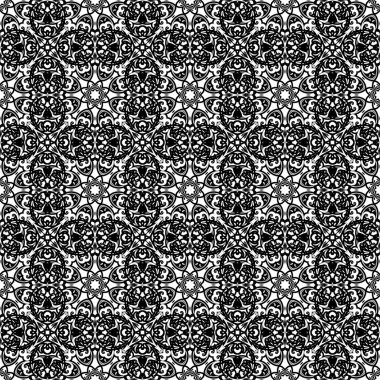 Beyaz arka planda siyah süs. Tasarımın için şablon. Vektör illüstrasyonu