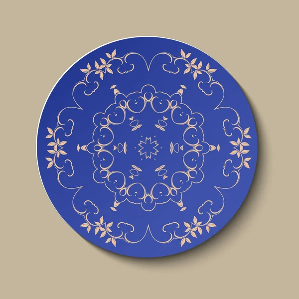 Πιάτο Floral Στολίδι Αφηρημένο Στυλ Κλασικό Πιάτο Στολίδι Μεγάλο Σχέδιο — Διανυσματικό Αρχείο