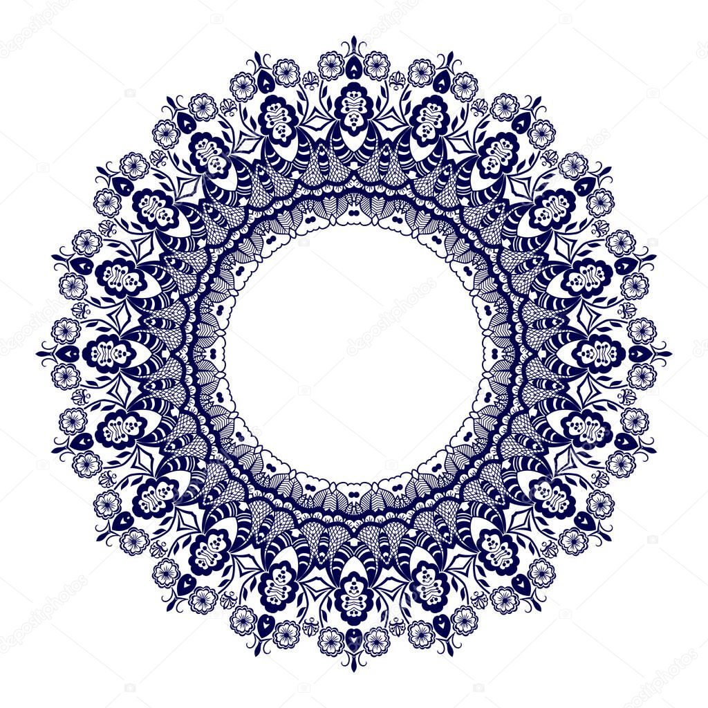 Blue round ornament. Vector illustration