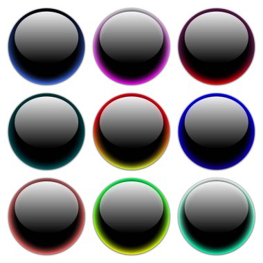 Yuvarlak cam düğmeler. Vektör illüstrasyonu