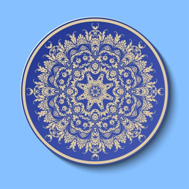 Soyut tarzda süslemeli tabaklar. Süslü klasik tabak, her amaçla harika tasarım. Vektör izole illüstrasyon. Soyut vektör arkaplanı. Vektör illüstrasyonu