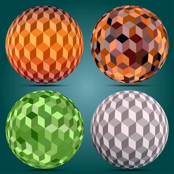 Abstract Balls Cubes Set Vector Illustration — Stock Vector