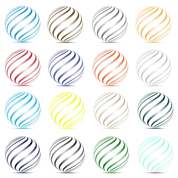 Esfera Rayas Coloridas Abstractas Listos Ilustración Vectorial — Vector de stock