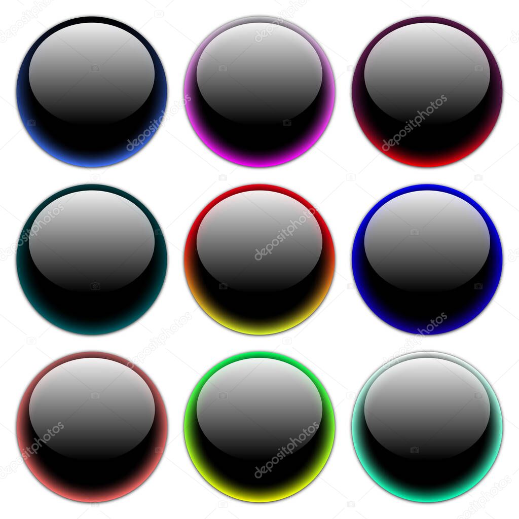 Round glass buttons. Vector illustration