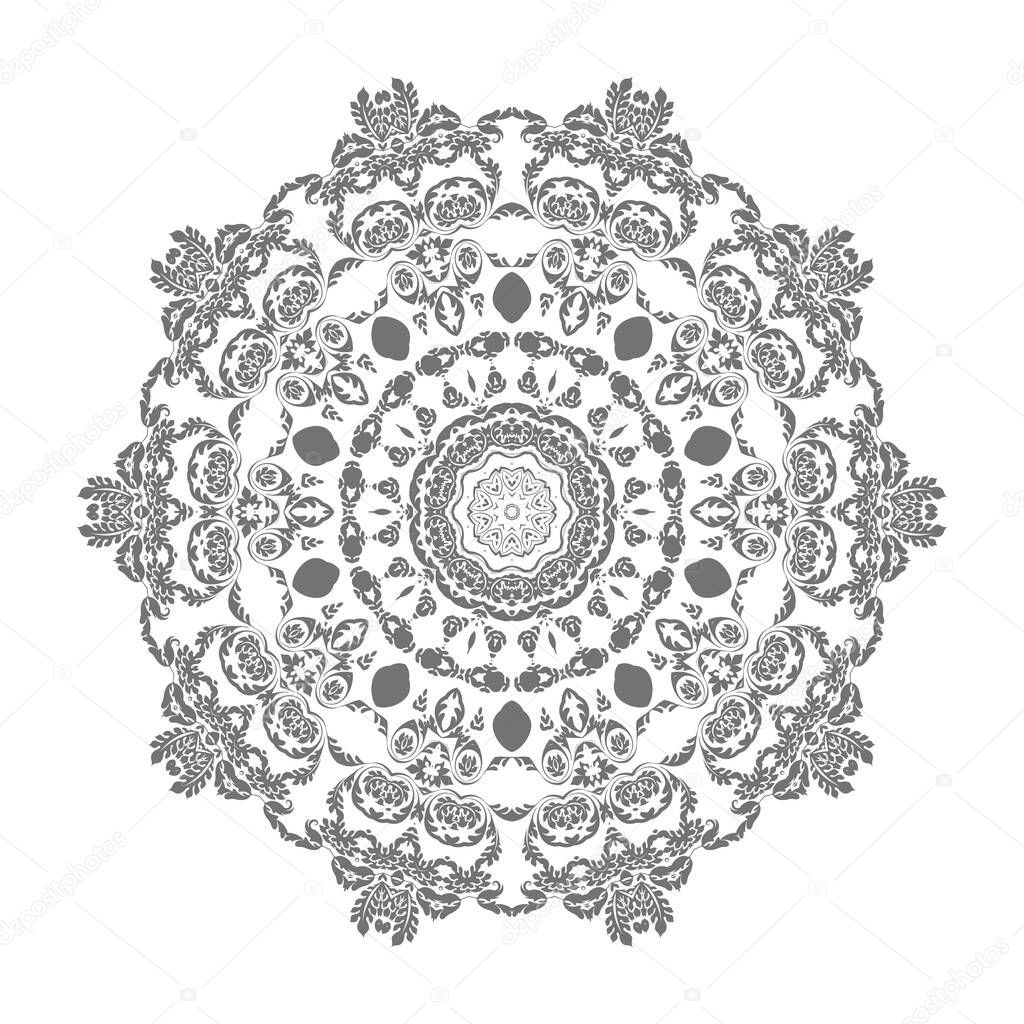 Gray round ornament. Vector illustration