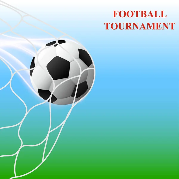 Futbol Turnuvası Top Arka Planda Izgarada Vektör Llüstrasyonu — Stok Vektör