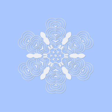 Mavi arka planda beyaz kar tanesi. Vektör illüstrasyonu