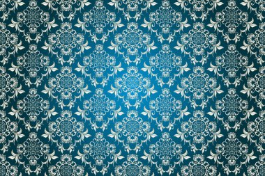 Arka planda kusursuz bir süs. Tasarımınız için lüks çiçek süsü. Tekstil deseni. Duvar kağıdı deseni