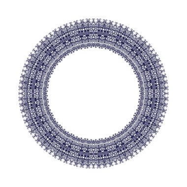 Beyaz arka planda mavi yuvarlak süs. Vektör illüstrasyonu