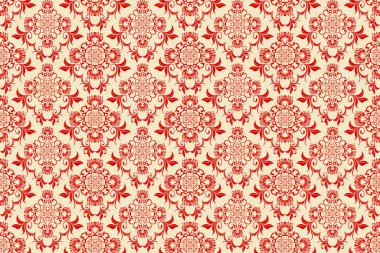 Arka planda kusursuz bir süs. Tasarımınız için lüks çiçek süsü. Tekstil deseni. Duvar kağıdı deseni