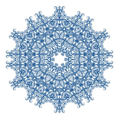 Beyaz arka planda yuvarlak bir süs. Vektör illüstrasyonu