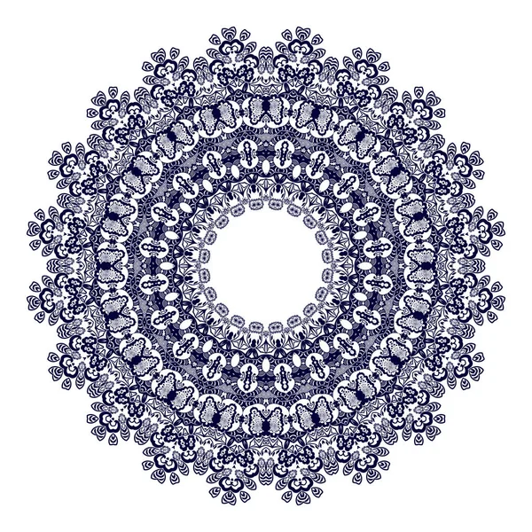 Blauw Rond Ornament Witte Achtergrond Vectorillustratie — Stockvector
