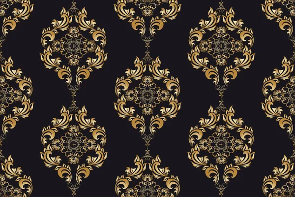 Naadloze Gouden Ornament Achtergrond Luxe Bloemsieraad Voor Ontwerp Textielpatroon Behang — Stockvector