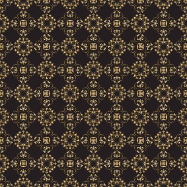 Arka planda kusursuz altın süs. Tasarımınız için lüks çiçek süsü. Tekstil deseni. Duvar kağıdı deseni