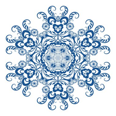 Beyaz arka planda yuvarlak bir süs. Vektör illüstrasyonu