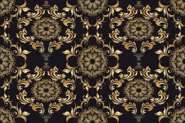 Бесшовный Золотой Орнамент Заднем Плане Роскошный Цветочный Орнамент Вашего Дизайна — стоковый вектор