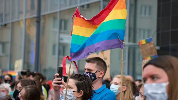 Katowice Πολωνία Αυγούστου 2020 Πορεία Για Την Ισότητα Των Λοατ — Φωτογραφία Αρχείου