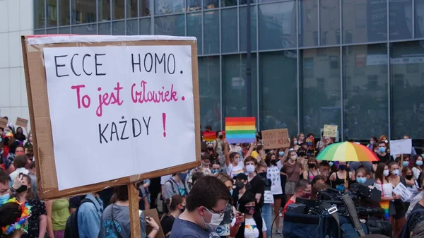 Katowice 폴란드 2020 Lgbt 무지개 청소년들은 Lgbtq 권리를 싸우고 코로나 — 스톡 사진