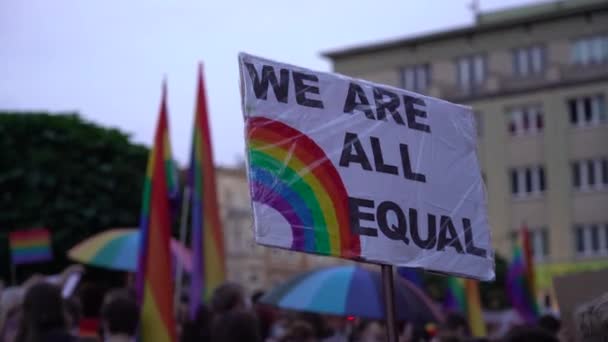 Marcha Por Igualdad Lgbt Lucha Por Los Derechos Lgbtq Manifestación — Vídeo de stock