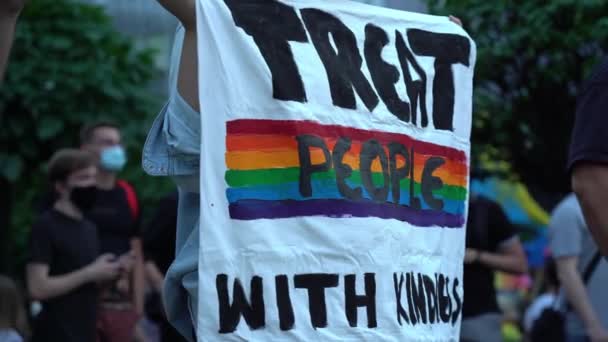 Marcha Por Igualdad Lgbt Lucha Por Los Derechos Lgbtq Manifestación — Vídeos de Stock