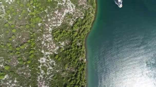 Aerial View Two White Speedboats Sailing Croatia Europe Water Sports — Stock Video