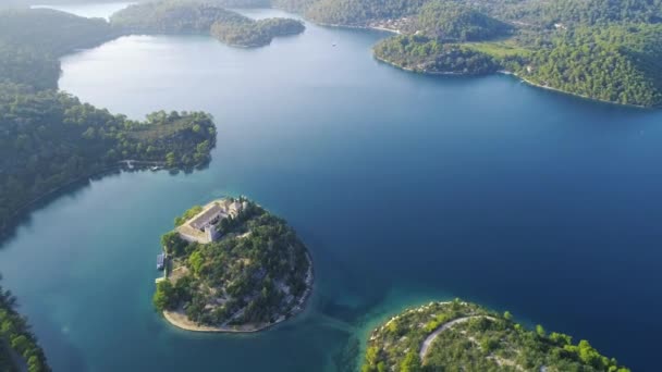 Aerial View Mljet National Park Croatia Veliko Malo Lakes Footage — Stock Video