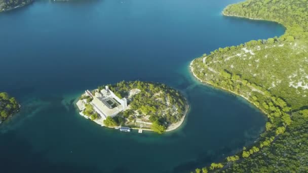 Letecký Pohled Národní Park Mljet Chorvatsku Veliko Malo Lakes Záběry — Stock video