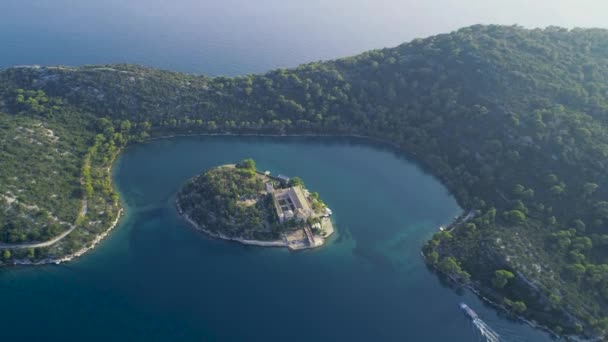 Vue Aérienne Parc National Mljet Croatie Avec Les Lacs Veliko — Video