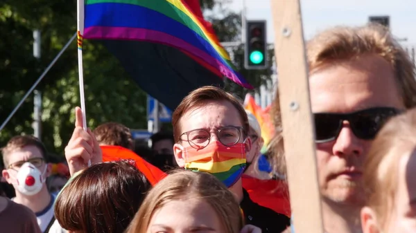 Katowice Polônia Setembro 2020 Marcha Pela Igualdade Lgbt Jovens Vestindo Fotografias De Stock Royalty-Free