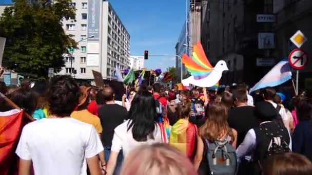 Katowice Polsko Září 2020 Pochod Rovnost Lgbt Hrdá Přehlídka Mladí — Stock video