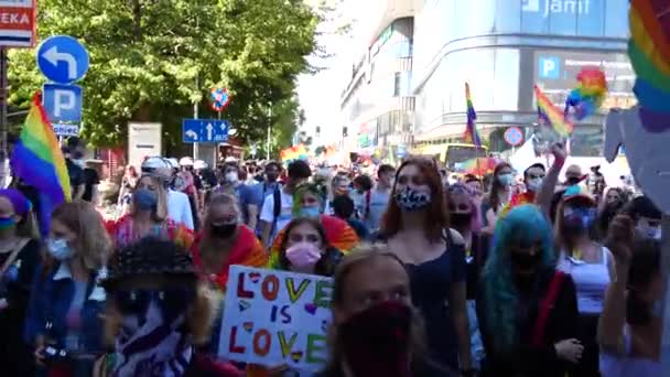 Katowice Polonia Septiembre 2020 Marcha Por Igualdad Lgbt Desfile Del — Vídeo de stock