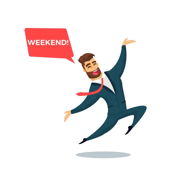 Businessman Character Design Fun Bearded Business Man Happy Weekend Vector — Stock Vector