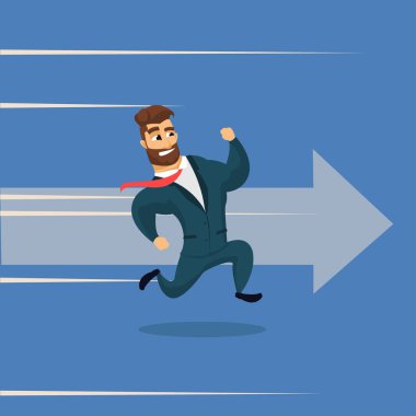 İşadamı karakter tasarımı. Eğlenceli iş erkek çalışan sakallı. Vektör çizim