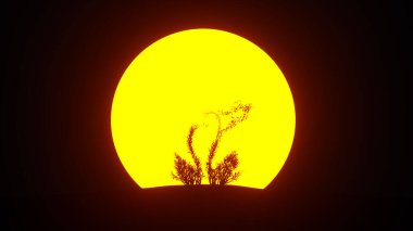 Kuğu şeklindeki bir ağacın silueti. Eko kavramı. 3B görüntüleme