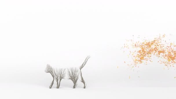 Growing Tree Shape Cat Eco Concept Rendering — Stock Video