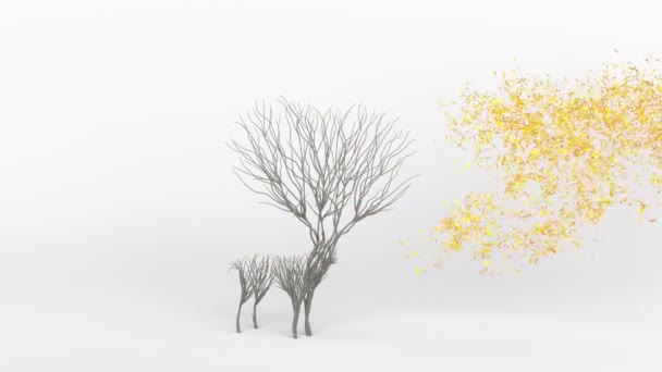 长成鹿形的树 生态概念 3D渲染 — 图库视频影像