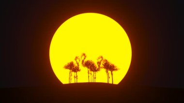 Flamingo şeklinde büyüyen ağaç silueti. Eko kavramı. 3B görüntüleme.