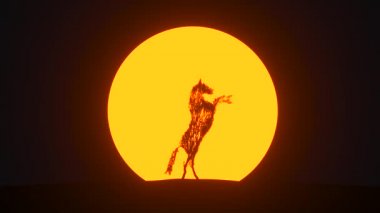 At şeklinde büyüyen ağaç silueti. Eko kavramı. 3B görüntüleme.