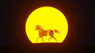 At şeklinde büyüyen ağaç silueti. Eko kavramı. 3B görüntüleme.