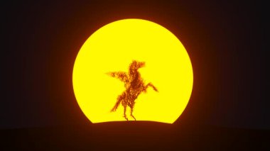 Pegasus şeklinde büyüyen ağaç silueti. Efsanevi kanatlı ilahi at. Eko kavramı. 3B görüntüleme.
