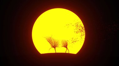 Boğa şeklinde büyüyen ağaç silueti. Eko kavramı. 3B görüntüleme.