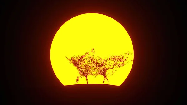 Silhouette Growing Tree Shape Bull Eco Concept Rendering — Stock Photo, Image