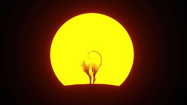 Kedi şeklinde büyüyen ağaç silueti. Eko kavramı. 3B görüntüleme.