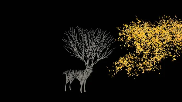 长成鹿形的树 生态概念 3D渲染 — 图库照片