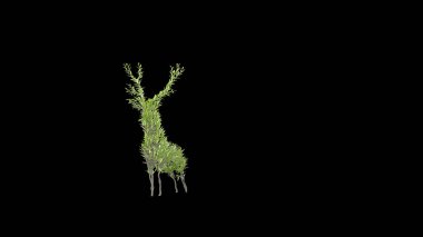 Geyik şeklinde büyüyen ağaç. Eko kavramı. 3B görüntüleme.