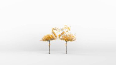 Flamingo şeklinde büyüyen ağaç. Eko kavramı. 3B görüntüleme.