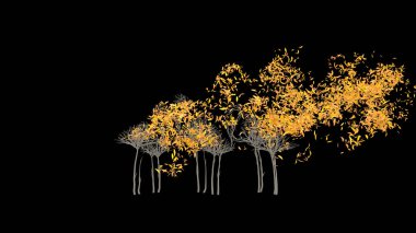 Flamingo şeklinde büyüyen ağaç. Eko kavramı. 3B görüntüleme.