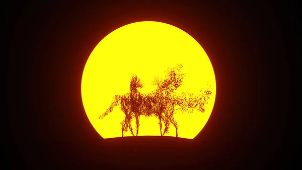 Silhouette Growing Tree Shape Horse Eco Concept Rendering — Stock Photo, Image