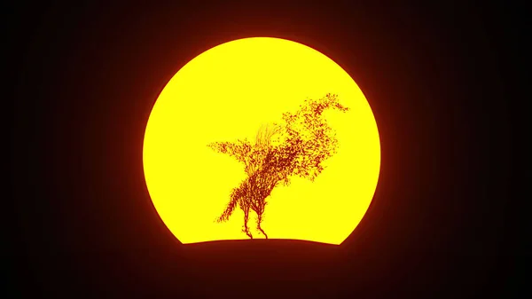 Σιλουέτα Του Δέντρου Σχήμα Πήγασου Μυθικό Φτερωτό Θεϊκό Άλογο Οικολογικό — Φωτογραφία Αρχείου